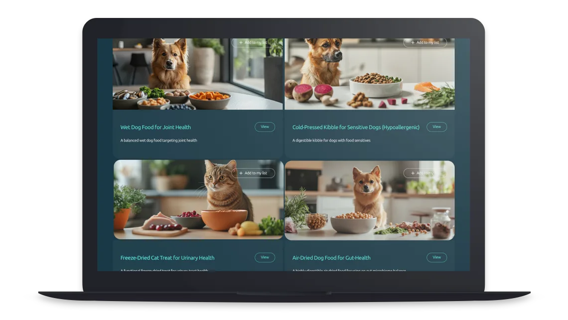 Laptop met het overzicht van formules en ingrediënten