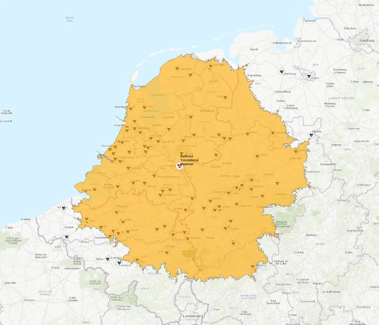 Kaart van de geografische analyse